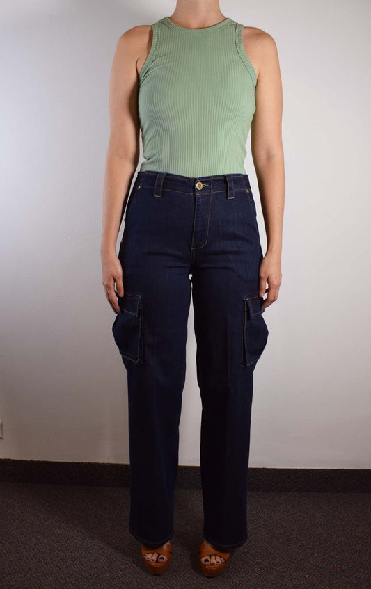 Jean wide leg - kathe cargo oscuro