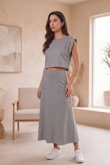FALDA MIDI PLATA