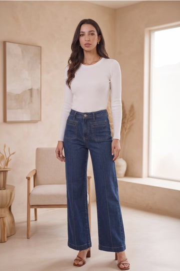 JEAN WIDE LEG HIGH RISE