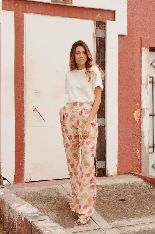 Pantalón flare estampado flor samanea