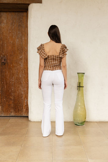 Blusa manga corta cuadros