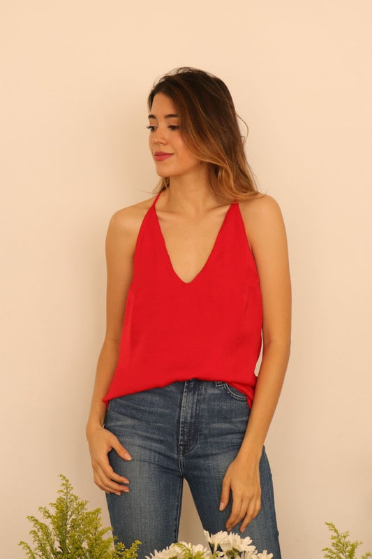 Blusa de tiras roja