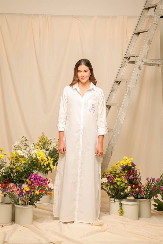 Vestido Largo Estilo Camisa Bordado Itala Se Viste De Cali -   Tierra De Lindas Y Hermosas Mujeres